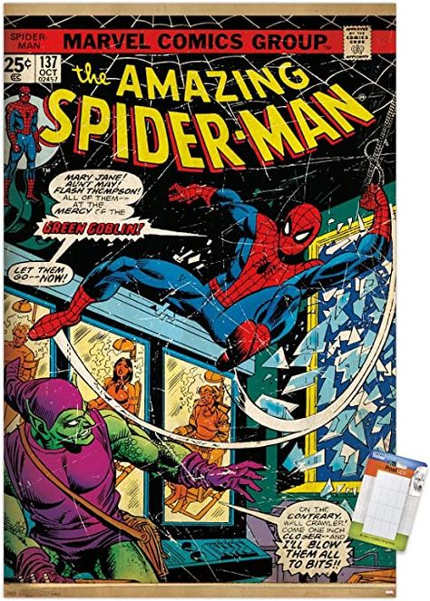 Amazon.com: Trends International Marvel Comics-Spider-Man-Cover #137 Wall Poster, 22.375" x 34", Premium Poster & Mount Bundle: Posters & Prints Comic Poster, Frank Miller, Comic Cover, Game Poster, Marvel Posters, Green Goblin, Nerdy Things, Amazing Spider Man, Spiderman Comic