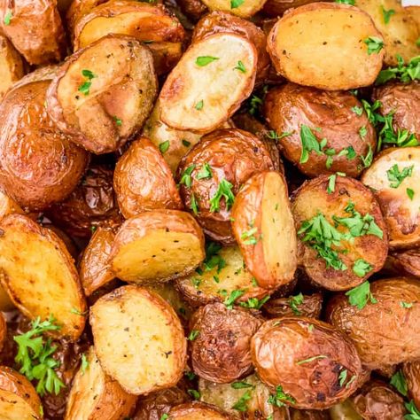 Oven Roasted Potatoes (Easy Recipe!) | BEST Side Dish! Easy Oven Roasted Potatoes, Potatoes With Herbs, Acid Reflux Friendly Recipes, Oven Roasted Potatoes Easy, Scalloped Sweet Potatoes, Easy Roasted Potatoes, Best Side Dish, Potatoes Easy, Small Potatoes