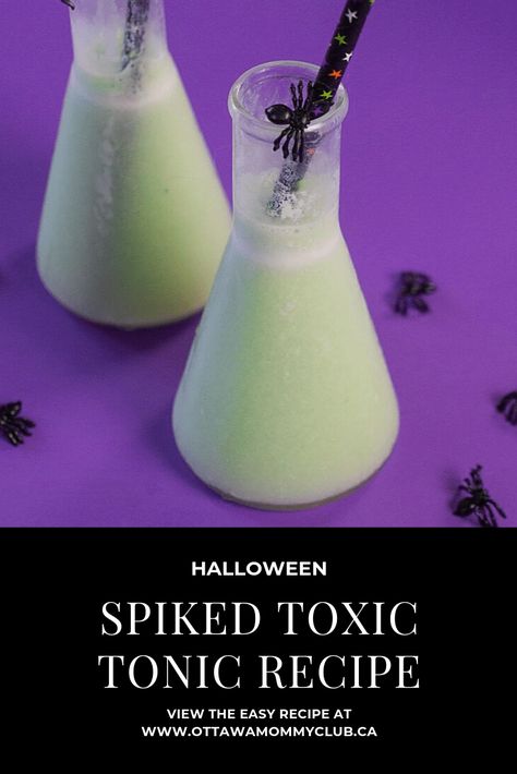 Halloween is one of those holidays that just about everyone likes! While I love to encourage fun for kids, today, the Halloween Spiked Toxic Tonic Recipe is all about us fun loving grown ups! #halloween #drinks #recipe #alcohol Halloween Adult Drinks, Halloween Alcohol, Lime Sherbert, Halloween Recipes Drinks, Halloween Punch Recipes, Outdoor Halloween Parties, Halloween Shots, Halloween Party Drinks, Halloween History