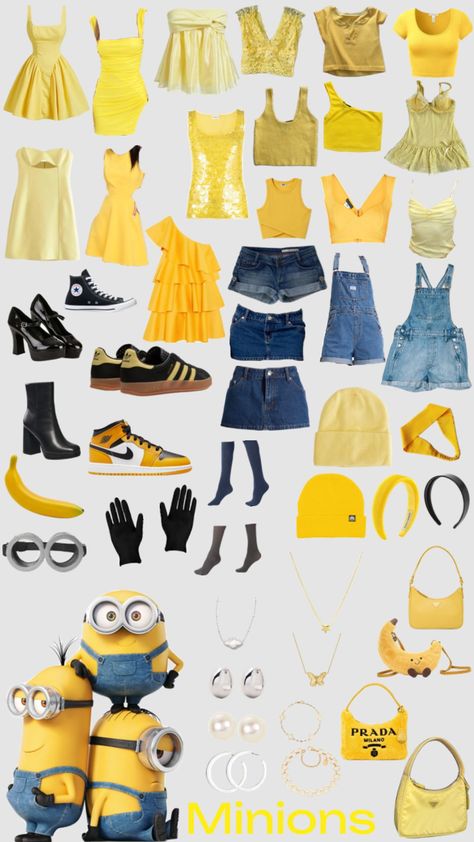 Minion Dress Up, Minion Outfit, Fun Halloween Outfits, Minion Halloween, Halloween Costumes 2022, Minion Costumes, Cute Group Halloween Costumes, Classy Halloween Costumes, Matching Halloween Costumes