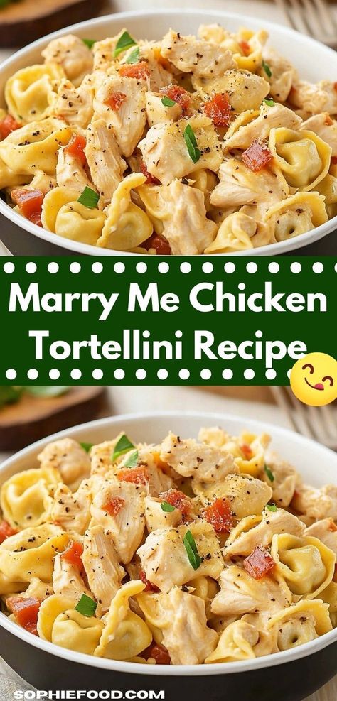 "Looking for a comforting dinner idea? This Marry Me Chicken Tortellini Recipe is a flavor-packed dish that combines creamy sauce and tender tortellini, making it an ideal choice for family dinners any night of the week. Marry Me Chicken Tortellini, Garlic Parmesan Pork Chops, Tortellini Recipe, Parmesan Pork Chops, Sun Dried Tomato Sauce, Comforting Dinner, Marry Me Chicken, Chicken Tortellini, Healthy Dinner Options