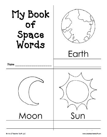 My Book of Space Words Printable Book {free printable} http://atoztea.ch/1KJl5Ct Space Activities For Preschool, Space Inquiry, Library Friends, Space Theme Preschool, Space Week, Space Themes, Space Lessons, Space Preschool, 2023 Crafts