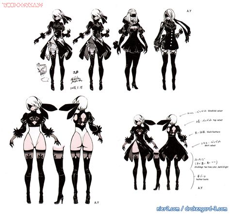 Nier Characters, Character Sheets, Chibi Characters, Concept Art Character, Nier Automata, Character Sheet, Character Design References, Female Character Design, Character Designs