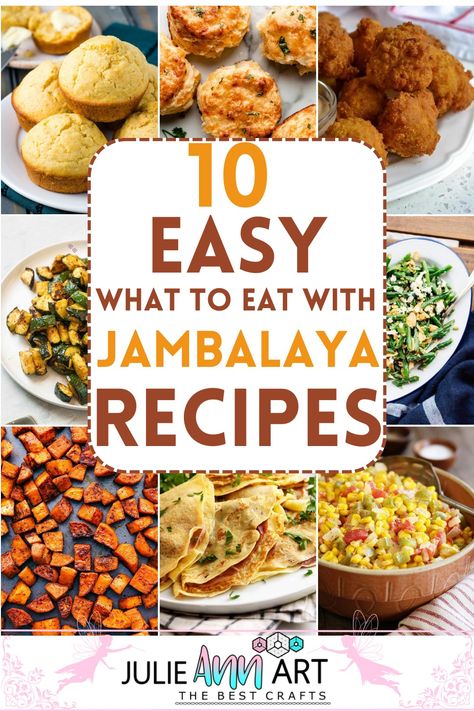 What To Serve With Jambalaya Meals, What To Serve With Jambalaya, Jambalaya Side Dishes, Jambalaya Recipes, Jambalaya Rice, Chicken Jambalaya, Shrimp Jambalaya, Hush Puppies Recipe, Southern Cornbread