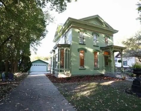 c.1868 Italianate For Sale in Charles City, IA $175,000 - OLD HOUSE CALLING Italianate House, Italianate Farmhouse Exterior, Italianette House Architecture, Italianate House Exterior, Old American Architecture, Restored Historic Buildings, Sacramento Victorian Houses, Window Restoration, Load Bearing Wall