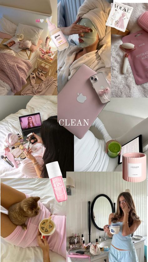 Clean girl collage Clean Girl Collage, Cleaning Inspiration, Vision Board Wallpaper, Pink Lifestyle, Clean Lifestyle, Dream Vision Board, Life Routines, Pink Aura, Vision Board Manifestation