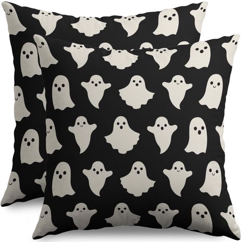 PRICES MAY VARY. Cotton Linen Size: 18X18 inches/45X45 cm. Package contains 2 pillowcases, pillows not included. High-Quality Fabric: Our halloween pillow covers are made of high-quality cotton linen fabric, which is comfortable, enduring and beautiful in texture. NOTE: Throw pillow covers color may vary in different lights or on different screens. Exquisite Design: The design highlight of our halloween pillow cases are the same cute ghost pattern printed on both sides, exquisite and versatile, Halloween Pillow Case, Halloween Pillows Covers, Ghost Pattern, Ghost Print, Halloween Pillow, Farmhouse Holiday, Halloween Pillows, Sofa Couch Bed, Cotton Linen Fabric