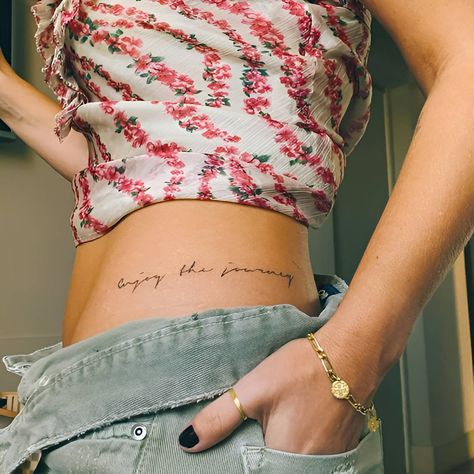 30 Super Sexy Tattoo Ideas For Women To Inspire Your Next Ink - Woman & Lifestyle - Beauty, Fashion, Lifestyle Above The Hip Tattoos, Journey Tattoos For Women, Enjoy The Little Things Tattoo, Enjoy The Journey Tattoo, The Journey Tattoo, Journey Tattoo Ideas, Journey Tattoo, Nova Tattoo, Inner Arm Tattoos