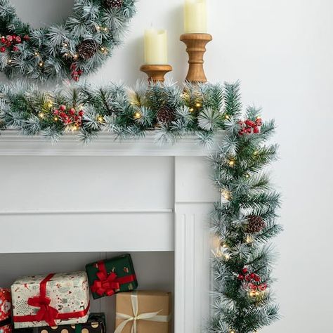 Buy the Glitzhome® 9ft. Pre-Lit Greenery Pinecones & Red Berries Christmas Garland at Michaels. com. The 9 ft. Frosted mixed tips Pine garland provides ample length to easily adorn doors, mantles or banisters, making this versatile decoration ideal for any situation. The%209%20ft.%20Frosted%20mixed%20tips%20Pine%20garland%20provides%20ample%20length%20to%20easily%20adorn%20doors%2C%20mantles%20or%20banisters%2C%20making%20this%20versatile%20decoration%20ideal%20for%20any%20situation.%20Each%20of Pre Lit Christmas Garland, Pine Garland, Artificial Garland, White Lights, Warm Christmas, Light Garland, White Led Lights, Twinkle Lights, Christmas Garland