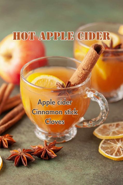 A steaming mug of hot apple cider garnished with cinnamon sticks, perfect for fall evenings and cozy gatherings. Warm Apple Cider Recipe, Hot Cider Recipe, Hot Cider Recipes, Hot Spiced Apple Cider, Hot Apple Cider Recipe, Apple Cider Punch, Spicy Drinks, Apple Cider Recipe, Warm Apple Cider