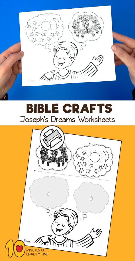 Joseph’s Dreams Worksheets Dream Activities For Kids, Joseph Dreams Craft, Joseph The Dreamer Craft Sunday School, Joseph's Dreams Craft, Joseph Activities For Kids Sunday School, Joseph Crafts For Kids Sunday School, Joseph Dreams Craft For Kids, Crafts For Joseph Bible Story, Joseph Interprets Pharaoh's Dream Craft