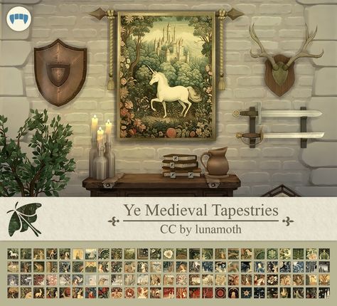 Midevil Sims Cc, Sims 4 Medieval Build Cc, Sims 4 Royal Build Cc, Sims 4 Medieval Gameplay Mods, Sims 4 Cc Aesthetic Decor, Sims 4 Cc Tapestry, Sims Medieval Cc, Sims 4 Medieval Cc Furniture, Fairy Sims 4 Cc