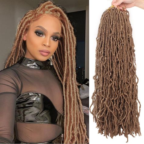 PRICES MAY VARY. 【Style】24 Inch Soft Locs Crochet Hair, Faux Locs Crochet Hair, Natural Hair Extensions. 【Package】6 Pack Of Soft Locs With Crochet Hook, 18 Strands/Pack, 24 Inch Long, Normally 5-7 Packs Can Make A Full Head. 【Color】1B#, 27#, 30#, 350#, 613#, BUG#, T27#, T30#, 1B27613#, 1B3027#, Red#, Pink#,Purple#, Blue#. 【Features】E Pre-looped, Easy To Install, And Easy To Extend, Save Time. 【Material】Low Temperature Fiber Synthetic Hair Extensions. 27 Soft Locs, Blonde Faux Locs, Boho Goddess Locs, Faux Locs Crochet Braids, Locs Curly, Wavy Crochet, Cuban Twist Hair, Crochet Locs, Spring Twist Hair