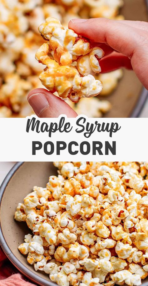 Hot Sauce Popcorn, Popcorn Flavor Recipes, Maple Syrup Popcorn, Paleo Popcorn, Maple Popcorn Recipe, Sweet Popcorn Recipes, Flavored Popcorn Recipes, Popcorn Recipes Sweet, Vegan Popcorn