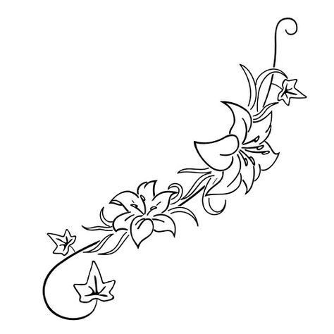 Lily vine on ribs Flower Vine Tattoos, Ivy Tattoo, Lillies Tattoo, Lily Tattoo Design, Lily Flower Tattoos, Tattoo For Boyfriend, Tattoo Butterfly, Flower Tattoo Shoulder, Tattoo Templates