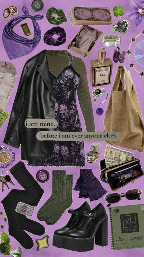 Storm Witch Outfit, Green Whimsigoth Aesthetic, Purple Whimsigoth Outfit, Whimsigoth Fashion Aesthetic, Green And Purple Outfit Aesthetic, Purple Hippie Aesthetic, Whimsigoth Aesthetic Fashion, Whimsigoth Flowers, Purple Outfits Ideas