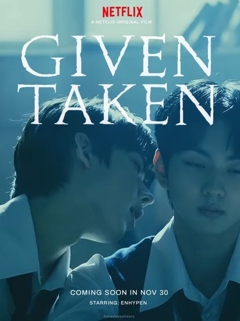 Enhypen Book Cover, K Pop Netflix Poster, Enhypen Netflix Poster, Kpop Movie Poster Edit, Given Or Taken, Enhypen Given Taken, Enhypen Poster, Netflix Poster, Given Taken