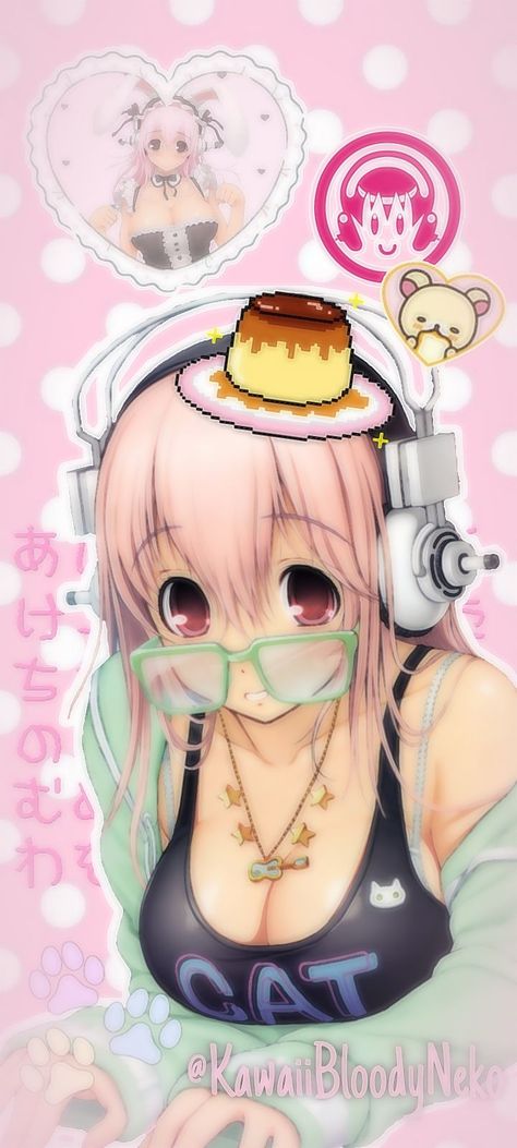 Edit made by me!: @KawaiiBloodyNeko on Pinterest pls give credits if you re-post or Use. Ty Disturbing Wallpaper, Super Sonico Wallpaper, Tsuji Santa, Sonico Chan, Kawaii Posters, Pinterest Chan, Super Sonico, Kawaii Makeup, Pink Wallpaper