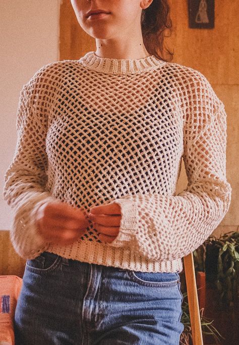 Excited to share this item from my #etsy shop: It's Fall Mesh Sweater Crochet Mesh Sweater Free Pattern, Crochet Mesh Sweater, Mesh Sweater, Jumper Knitting Pattern, Crochet Sweaters, Its Fall, Summer Sweaters, Crochet Vest, Sweater Crochet Pattern