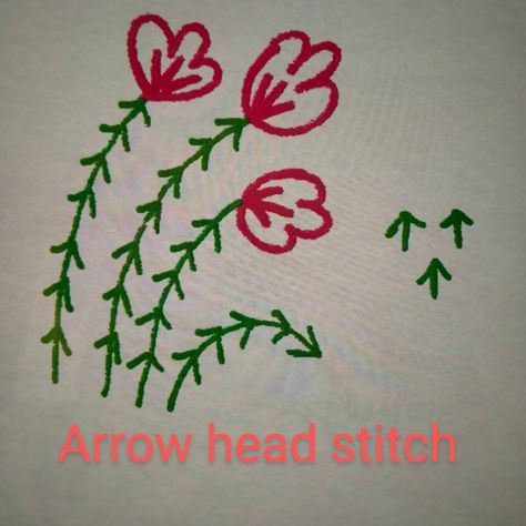 So called because it looks like the tip of the arrow and in the reverse looks like the fern stitch. Used for borders and leaf like designs in hand embroidery. Arrow Stitch Embroidery, Fern Stitch, Arrow Head, The Arrow, Stitch Embroidery, Embroidery Stitches, Fern, Hand Embroidery, Borders