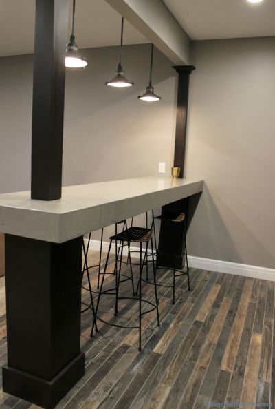 Suspended Bar, Bar Room Design, Unique Home Bar, Basement Bar Area, Rustic Basement Bar, Basement Finish, Home Wet Bar, Guest Bathroom Remodel, Home Bar Rooms