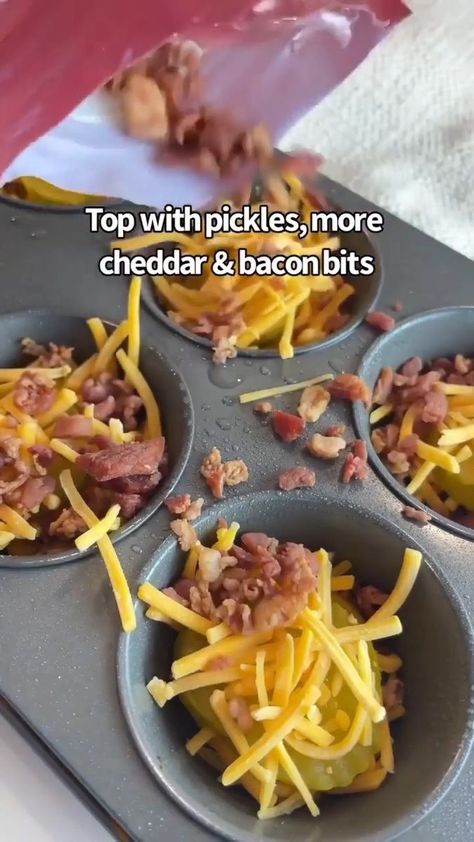 Answer "YES" if you would consume these Cheesy Bacon Fried Pickles. Cheddar cheese, shreddedbacon pieces and picklesStep 1: Combine all the ingredients in a muffin tray that has been oiled, beginning with the shredded cheddar. 2. 20 minutes in the oven.3. Remove, allow to cool completely, then eat!If you want to stay on the keto diet but have a need for something salty and crunchy, try this simple low-carb meal. Follow @ketofriendlycustomdite2023 turn on post notifications, and save the article Cheesy Bacon Fried Pickles, Bacon Wrapped Recipes, Baked Pickles, Bacon Fries, 2024 Halloween, Cheesy Bacon, Fried Pickles, Muffin Tray, Bacon Bits