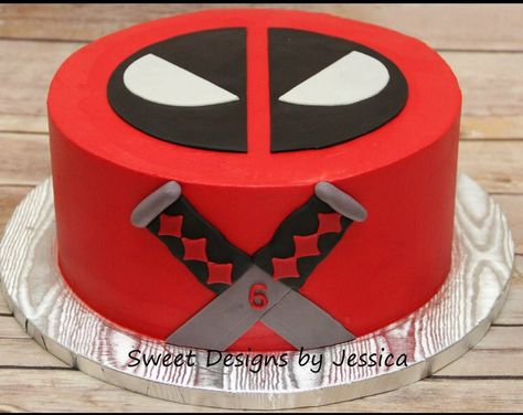 Deadpool character cake Pool Birthday Cakes, Deadpool Cake, Deadpool Birthday, Deadpool Character, Marvel Cake, Dead Pool, Superhero Cake, Character Cakes, Boy Birthday Cake