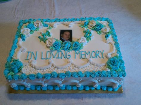 Cake for a memorial Remembrance Cake Ideas, Cake For Memorial Service, Memorial Cakes In Loving Memory, Memorial Cake, Irish Wake, Anniversary Cake, Loving Memory, Memorial Service, Sheet Cake