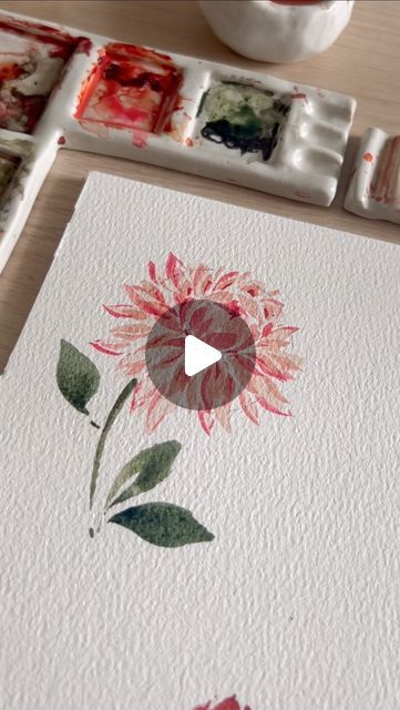 How To Paint Watercolor Dahlias, Watercolor Dahlia Tutorial, Watercolour Dahlia, Dahlia Flower Painting, Watercolor Paintings Flowers, Dahlia Watercolor, Dahlia Painting, Watercolor Dahlia, 2024 Watercolor