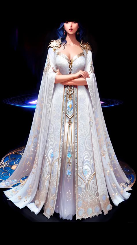 Fantasy Coronation Gown, Royal Dresses Queens Fantasy, Fantasy Gowns Warriors, Queen Attire, Crochet Cosplay, Shimmering Dress, Coronation Gown, Coronation Dress, Goddess Outfit