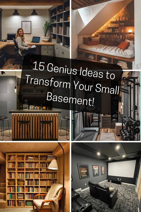 Think your small basement is just wasted space? Think again! With the right design tricks, even the tiniest basements can be turned into functional and stylish spaces. From a cozy reading nook to a mini movie theater, or even a compact home office, there are endless ways to make the most of your basement. Imagine a wine cellar, a kids’ playroom, or even a gym corner—all in one small space! Check out these 15 brilliant small basement ideas. Basement Flat Ideas, Basement Conversion Ideas, Hygge Basement, Basement Living Room Ideas Low Ceilings, Comfy Basement, Mini Movie Theater, Small Movie Room Ideas, Basement Nook, Cozy Basement Family Room