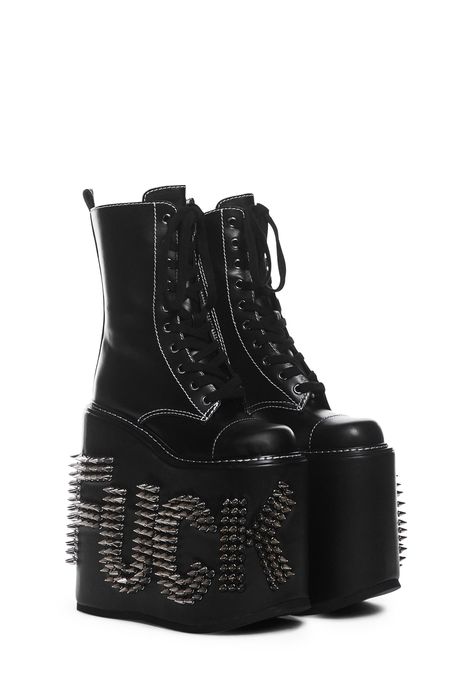 90s Platform Shoes, Demonia Boots, Dolls Kill Shoes, Platform Combat Boots, Say What You Mean, Goth Shoes, Goth Boots, Gothic Boots, Grunge Clothing