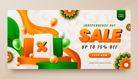 Free vector horizontal sale banner templ... | Free Vector #Freepik #freevector #shopping-banner #independence-day-sale #bargain #independence-day-banner Shopping Banner, Independence Day Celebration, Double Dates, India Independence, Website Banner, Sale Banner, Banner Template, Vector Photo, Soft Toy