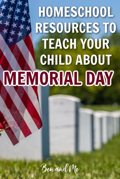 Use this collection of homeschool resources to teach your child about Memorial Day. #memorialdayresources #homeschool #learnaboutMemorialDay #freehomeschoolresources Memorial Day Learning Activities, Memorial Day Lessons For Kids, Memorial Day Kids Activities, Memorial Day Activities, Middle School Activities, Free Homeschool Resources, Homeschool Lesson, Homeschool Activities, Homeschool Ideas