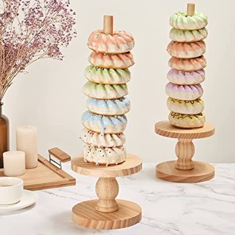 Bagel Display, Doughnut Stand, Bridal Shower Desserts Table, Donut Tower, Donut Display, Donut Stand, Bridal Shower Desserts, Birthday Party Treats, Shower Desserts