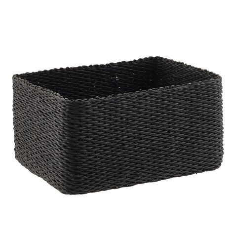 Easy Closet Organization, Modern Baskets, Closet Storage Bins, Paper Bin, Simple Closet, Black Basket, Decorative Storage Boxes, The Container Store, Basket Organization