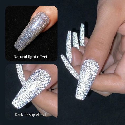 Nail Disco, Holo Glitter Nails, Flashy Nails, Disco Nails, Nail Enhancements, Reflective Nails, Country Nails, Everybody Talks, Crushed Diamonds