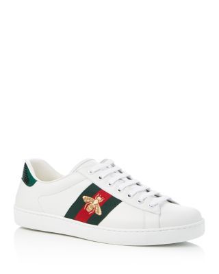 GUCCI New Ace Lace Up Sneakers. #gucci #shoes # Most Expensive Shoes, Sneakers Gucci, Italy Fits, Embroidered Bee, Tread Lightly, Expensive Shoes, Gucci Sneakers, Best Shoes For Men, Embroidered Leather