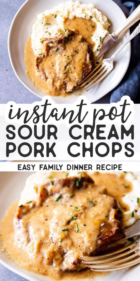 Instant Pot Sour Cream, Sour Cream Pork Chops, Dinners Healthy, Instant Pot Pork Chops, Pork Chop Dinner, Instant Pot Pork, Easy Pork, Instant Pot Dinner Recipes, Easy Instant Pot Recipes