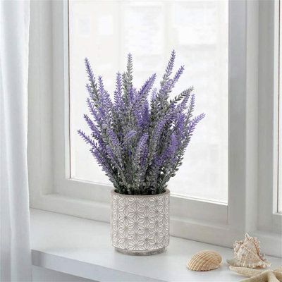 Lavender Floral Arrangements, Fake Lavender, Potted Lavender, Lavender Plants, Wooden Pot, Flower Base, Potted Flowers, Cement Pots, Lavender Flower