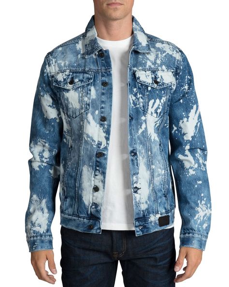 PRPS MEN'S GRAPHIC-LOGO BLEACHED DENIM JACKET. #prps #cloth # Prps Jeans, Bleached Denim Jacket, Cool Coats, Jersey Jacket, Bleached Denim, Love Jeans, Fashion Suits For Men, Twill Shirt, Selvedge Denim