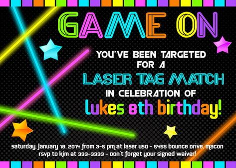 FREE Printable Laser Tag Birthday Invitations Free | Download Hundreds FREE PRINTABLE Birthday Invitation Templates Laser Tag Birthday Invitations, Laser Quest, Laser Tag Party Invitations, Laser Party, Neon Party Invitations, Laser Tag Invitations, Laser Tag Birthday Party, Laser Tag Party, Neon Birthday Party