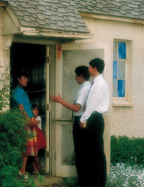 You realize someone is at your door - only it is two “someones” and by what they are wearing and carrying you know they are likely Jehovah’s Witnesses or Mormon missionaries. What do you do? For many Christians the two most common options are: fight or flight. Do you open the door and start the debate – knowing it could turn long and ugly? Or do you hide and hope they go away because you have no idea what to say? Here is a third option: Impact them with truth in a way that is engaging and ... Mormon Missionaries, Public Witnessing, Lds Memes, Flying Lantern, Lds Mission, Be Kind To Everyone, Missionary Work, The Book Of Mormon, Open The Door