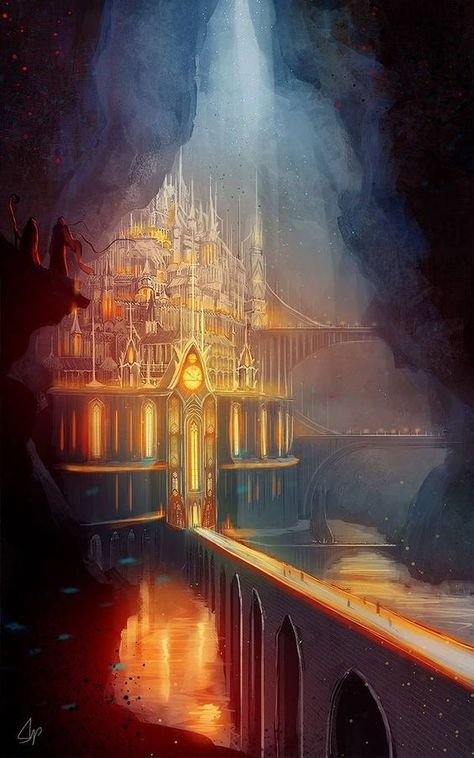 Dwarven City, Underground City, Cave City, Sci Fi Landscape, Underground World, Underground Cities, Location Inspiration, Fantasy City, Fantasy Castle