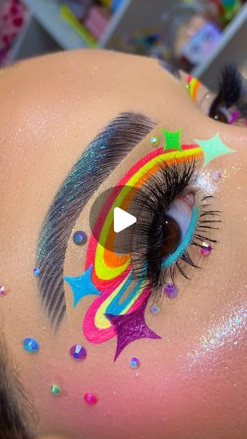 Alexandra S Siderman on Instagram: "🩷✨🌈🍭RAINBOW SWIRL 🍭🌈✨🩷 

Close up of this UV Makeup 🩵 Couldn’t find the OG creator of this shape if anyone knows plz drop it 👇🏼🩷 IK @fairy.freak has done similar looks 🫶🏼 

✨ SPARKLE @jelliwinkcosmetics Pigments (Snow, Harlow, Magnolia) ✨ 

🌈 @mehronmakeup Paradise FX Palette (Neon UV Glow) 
🍭 @makeupamurder Toxic Waste Liners *USE CODE “Lexilalamakeup” FOR 💰 OFF* 
✨ @lagirlcosmetics Shockwave Neon Eyeliner (Fresh & Vivid) 
💖 @officialbloodlinebeauty Rhinestones 
🌈 @exocosmetics Lashes (Baby Girl) 

#neonmakeup #ravemakeup #brightmakeup #neons #makeupideas" Neon Makeup Ideas, Neon Eyeliner, Uv Makeup, Toxic Waste, Bold Makeup Looks, Neon Makeup, Bright Makeup, Doll Faces, Rainbow Makeup