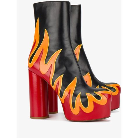 Vetements Flame Applique Platform Boots ($2,240) ❤ liked on Polyvore featuring shoes, boots, vetements, platform boots, almond toe boots, side zipper boots, block-heel shoes and block heel platform shoes Flame Applique, Vetements Boots, Flame Boots, Vetements Shoes, Almond Toe Boots, Side Zip Boots, Chic Fall Outfits, Platform Block Heels, Block Heel Shoes