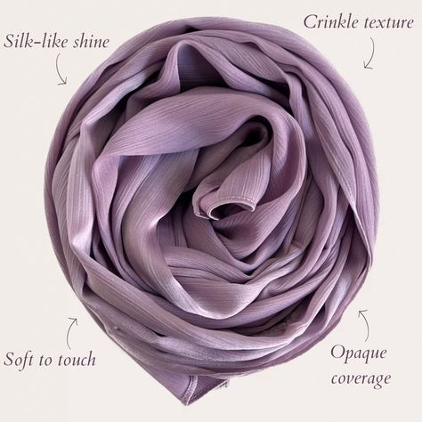 ✨ Introducing Lilac Mist, our Crinkle Satin hijab! ✨ This luxurious fabric drapes beautifully, offering a radiant shine and effortless coverage. Experience the difference of premium quality and make a statement with its subtle, yet stunning crinkle texture. Shop it now at Sarah Siraj! Tags: #smallbusiness #hijabfashion #hijab #hijabs #hijabi #hijabstyle #hijabis #modestfashion Hijab Brand, Satin Hijab, Luxurious Fabric, Islamic Fashion, Hijab Tutorial, Draped Fabric, Luxury Fabrics, Hijab Fashion, Modest Fashion