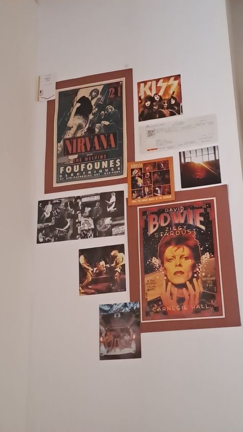 #bowie #nirvana #posters Mtv Poster, Nirvana Mtv, Carnegie Hall, Smells Like Teen Spirit, Bedroom Inspo, Nirvana, Future House, Mtv, Tapestry