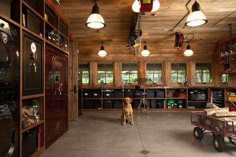 Most of us dream about a garage renovation, but are not sure what to do with the space and how to organize and decorate it in a convenient way. This ultimate guide to garage interior improvement will definitely help you get a clear idea in your mind of how a garage should be conveniently renovated in order to match your family's needs and the overall look of your house. Feel free to express your opinion here and tell me what you think. Do you like these suggestions for interior… Man Cave Designs, Garage Floor Finishes, Masculine Interior Design, Man Cave Shed, Man Garage, Man Cave Design, Garage Atelier, Finished Garage, Garage Renovation