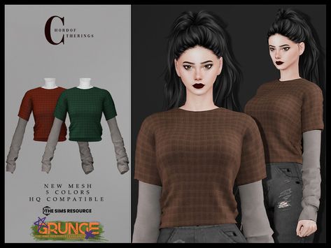 The Sims Resource - Grunge T-shirt T-589 Ripped Shirts, Sims 1, Sims 4 Teen, Anime Shirt, Red Shirt, Sims 4 Cas, Long Shirt, Sims 4 Clothing, Sims 3